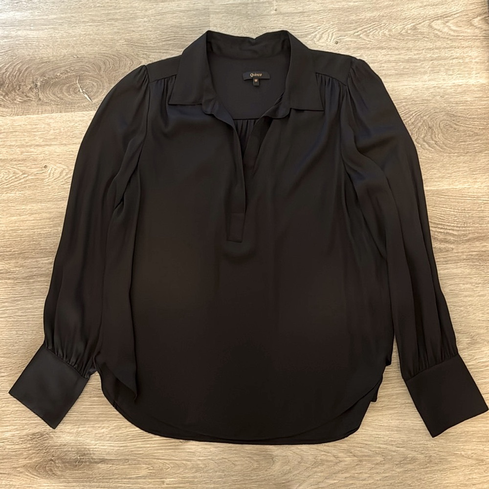 QUINCE Black silk blouse